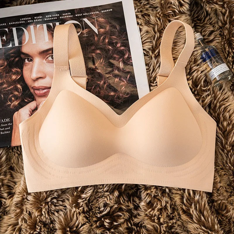 Push Up Seamless Bra - Wire Free Padded Comfort Bra With Adjustable Wide Straps - ZOOMNSTORE