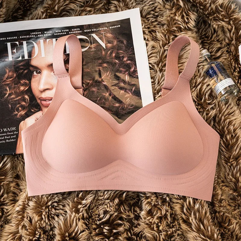 Push Up Seamless Bra - Wire Free Padded Comfort Bra With Adjustable Wide Straps - ZOOMNSTORE