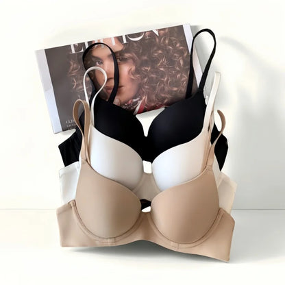 Push-Up Seamless Bra - Wireless Padded 3/4 Cup Bra With Adjustable Straps & Back Closure - ZOOMNSTORE