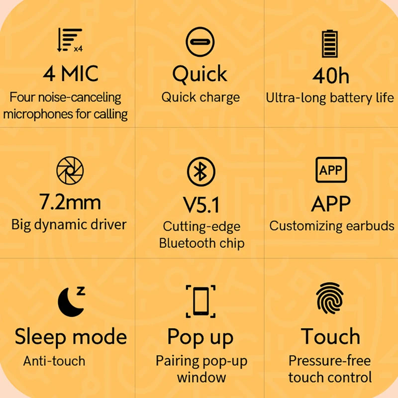 QCY T13 Wireless Bluetooth Earbuds - Touch Control ENC Microphones Custom App - ZOOMNSTORE