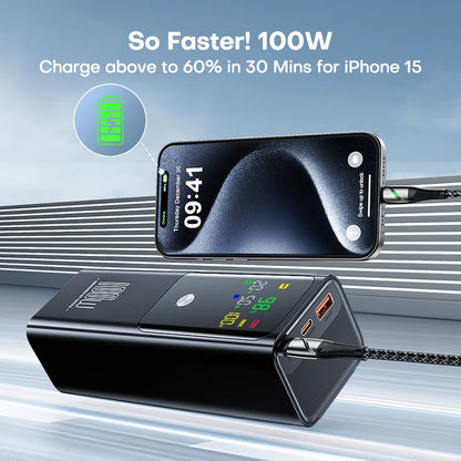 QOOVI PD 100W Power Bank 20000mAh External Battery Capacity Fast Charging Portable Charger Powerbank For Laptop iPhone Samsung - ZOOMNSTORE