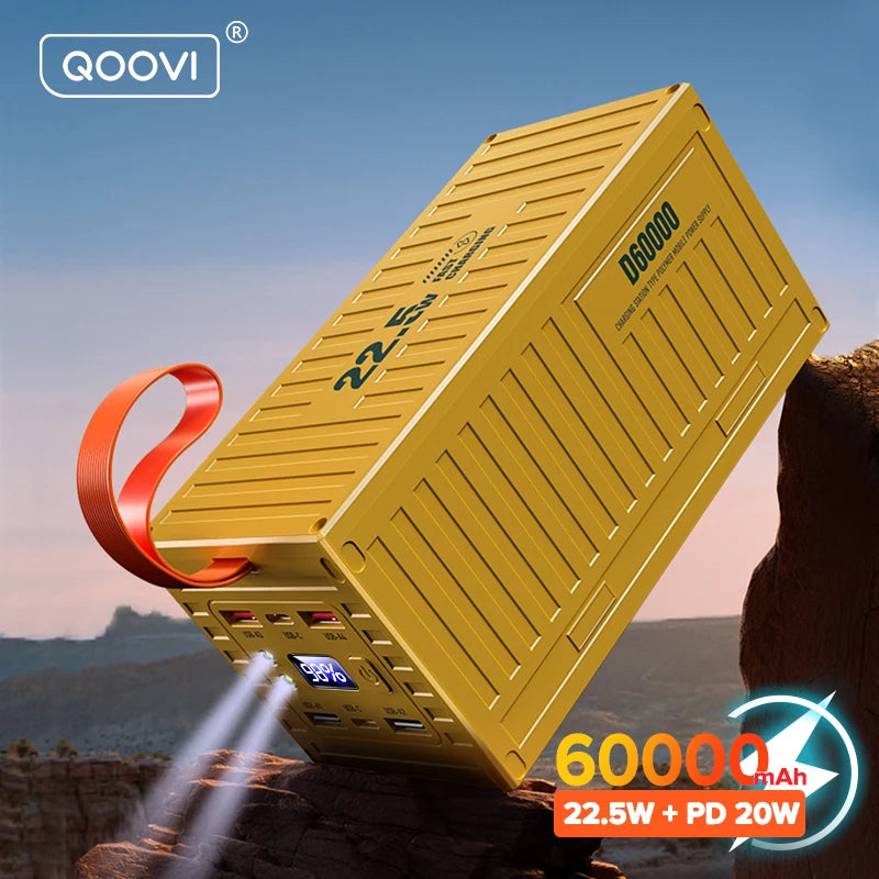 QOOVI 60000mAh Power Bank 22.5W PD QC 3.0 Charger Powerbank Large Battery Capacity Power Station Fast Charging For iPhone Xiaomi - ZOOMNSTORE