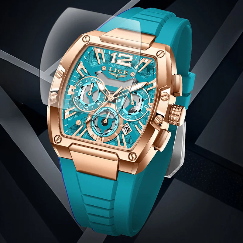 LIGE Mens Quartz Watch - Waterproof Silicone Sport Watch with Calendar and Luminous Features - ZOOMNSTORE