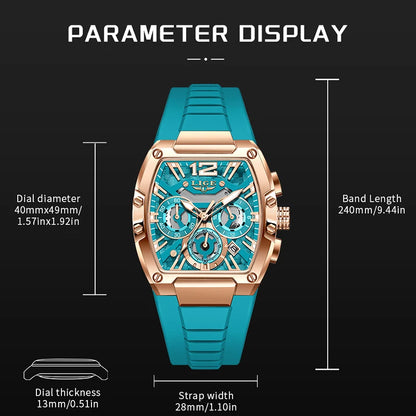 LIGE Mens Quartz Watch - Waterproof Silicone Sport Watch with Calendar and Luminous Features - ZOOMNSTORE