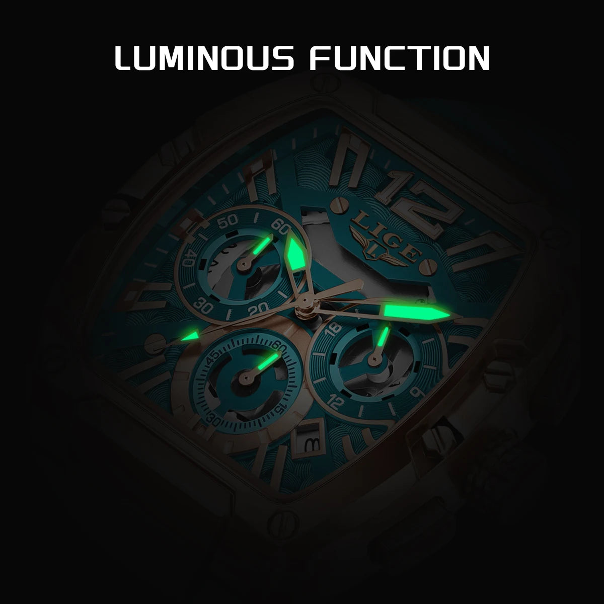 LIGE Mens Quartz Watch - Waterproof Silicone Sport Watch with Calendar and Luminous Features - ZOOMNSTORE
