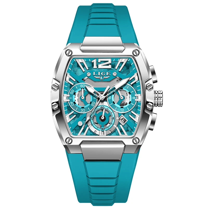 LIGE Mens Quartz Watch - Waterproof Silicone Sport Watch with Calendar and Luminous Features - ZOOMNSTORE