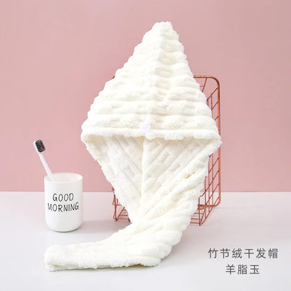 1Pcs Microfiber Quick-dry Hair Towel Cap with Button Super Absorption Bath Hat Fast Drying Hair Drying Wrap Hat Towel for Women - ZOOMNSTORE