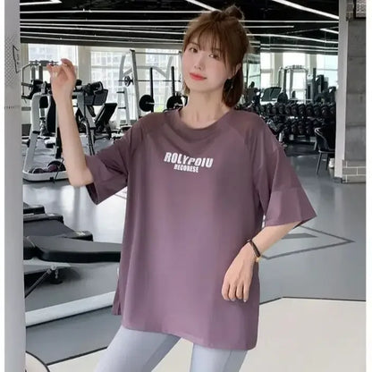 Quick Dry Yoga Shirt - Summer Sports Tee With Breathable Cotton Fabric & Loose Fit - ZOOMNSTORE