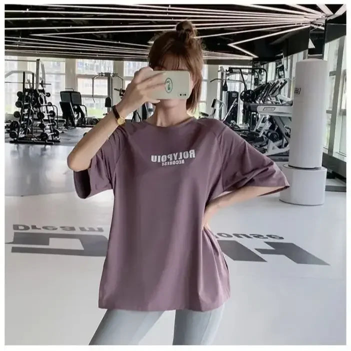 Quick Dry Yoga Shirt - Summer Sports Tee With Breathable Cotton Fabric & Loose Fit - ZOOMNSTORE