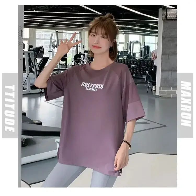 Quick Dry Yoga Shirt - Summer Sports Tee With Breathable Cotton Fabric & Loose Fit - ZOOMNSTORE