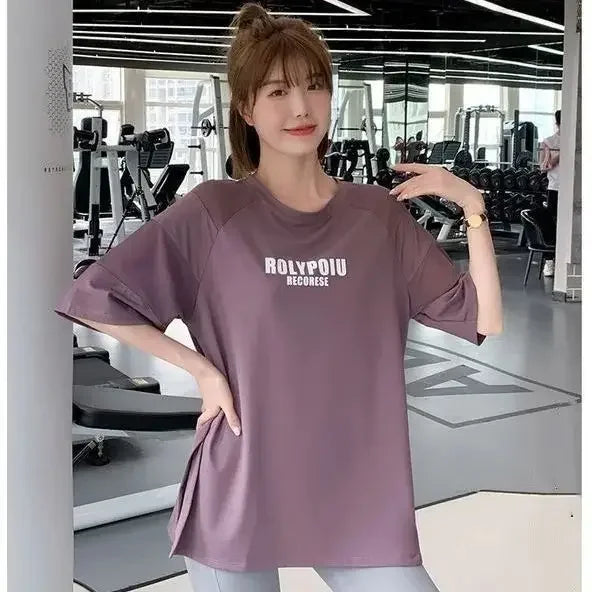 Quick Dry Yoga Shirt - Summer Sports Tee With Breathable Cotton Fabric & Loose Fit - ZOOMNSTORE