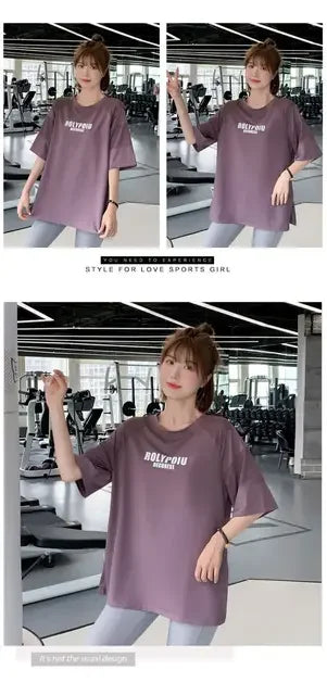 Quick Dry Yoga Shirt - Summer Sports Tee With Breathable Cotton Fabric & Loose Fit - ZOOMNSTORE