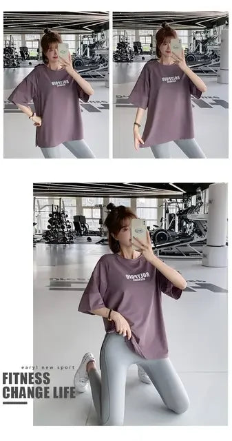 Quick Dry Yoga Shirt - Summer Sports Tee With Breathable Cotton Fabric & Loose Fit - ZOOMNSTORE