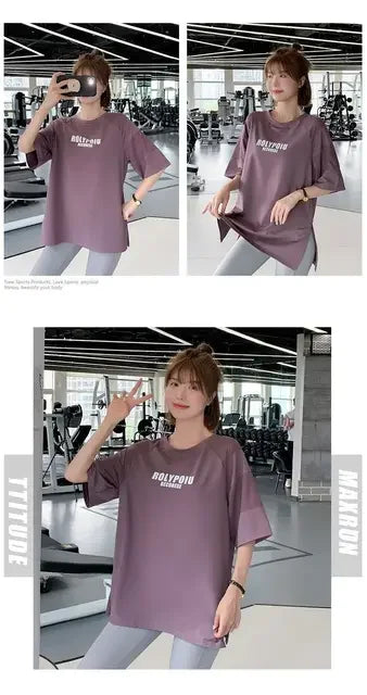 Quick Dry Yoga Shirt - Summer Sports Tee With Breathable Cotton Fabric & Loose Fit - ZOOMNSTORE