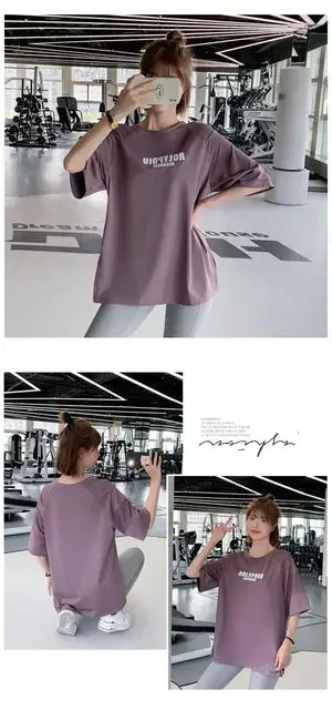 Quick Dry Yoga Shirt - Summer Sports Tee With Breathable Cotton Fabric & Loose Fit - ZOOMNSTORE