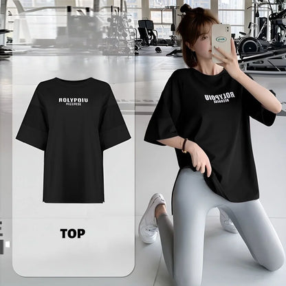 Quick Dry Yoga Shirt - Summer Sports Tee With Breathable Cotton Fabric & Loose Fit - ZOOMNSTORE