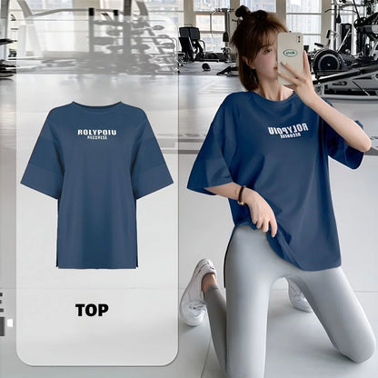Quick Dry Yoga Shirt - Summer Sports Tee With Breathable Cotton Fabric & Loose Fit - ZOOMNSTORE