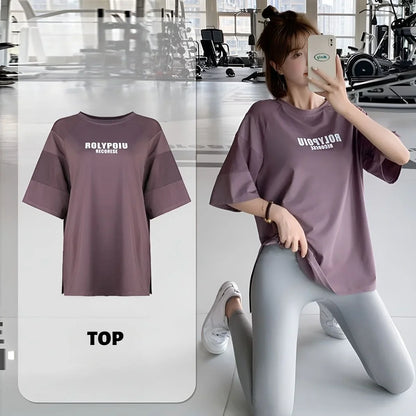 Quick Dry Yoga Shirt - Summer Sports Tee With Breathable Cotton Fabric & Loose Fit - ZOOMNSTORE