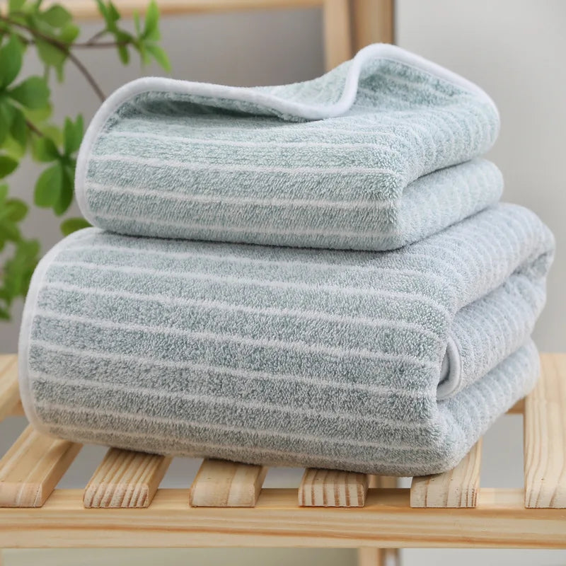 Quick-Drying Towel Coral Fleece Towels Bath Towels Thickened Absorbent for Swimming Pool Sports Fitness Gift Towels - ZOOMNSTORE