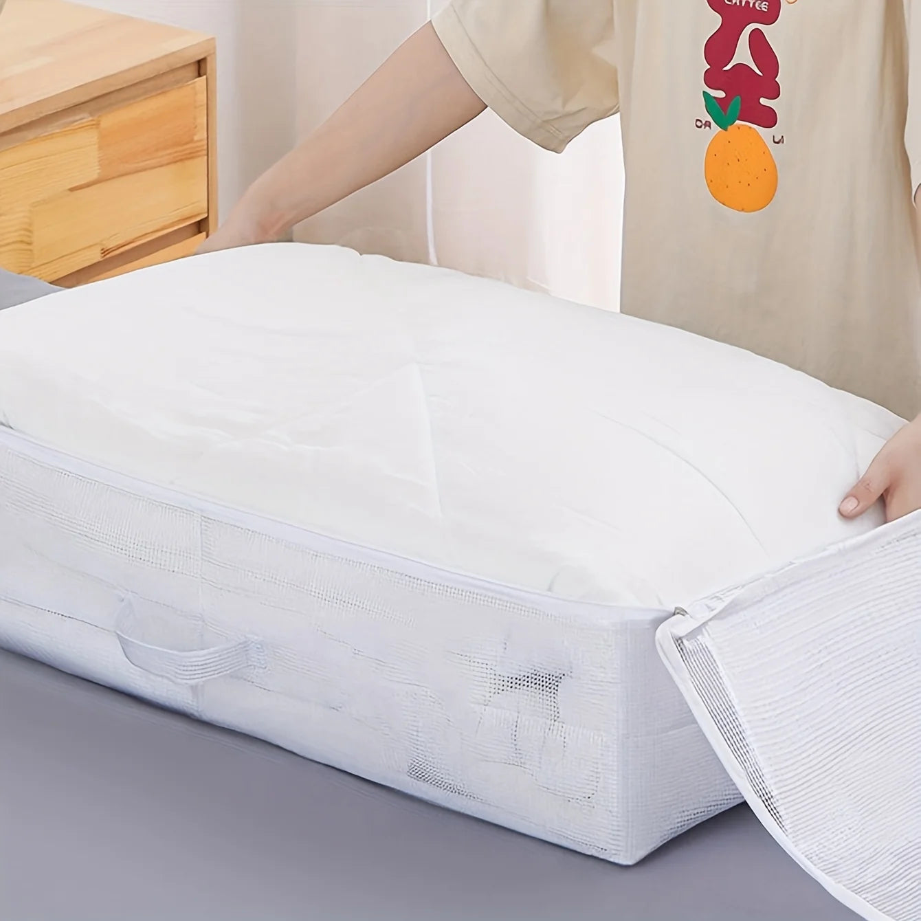 Quilt Storage Bag - Large Capacity PVC Under Bed Storage Box with Handles - ZOOMNSTORE