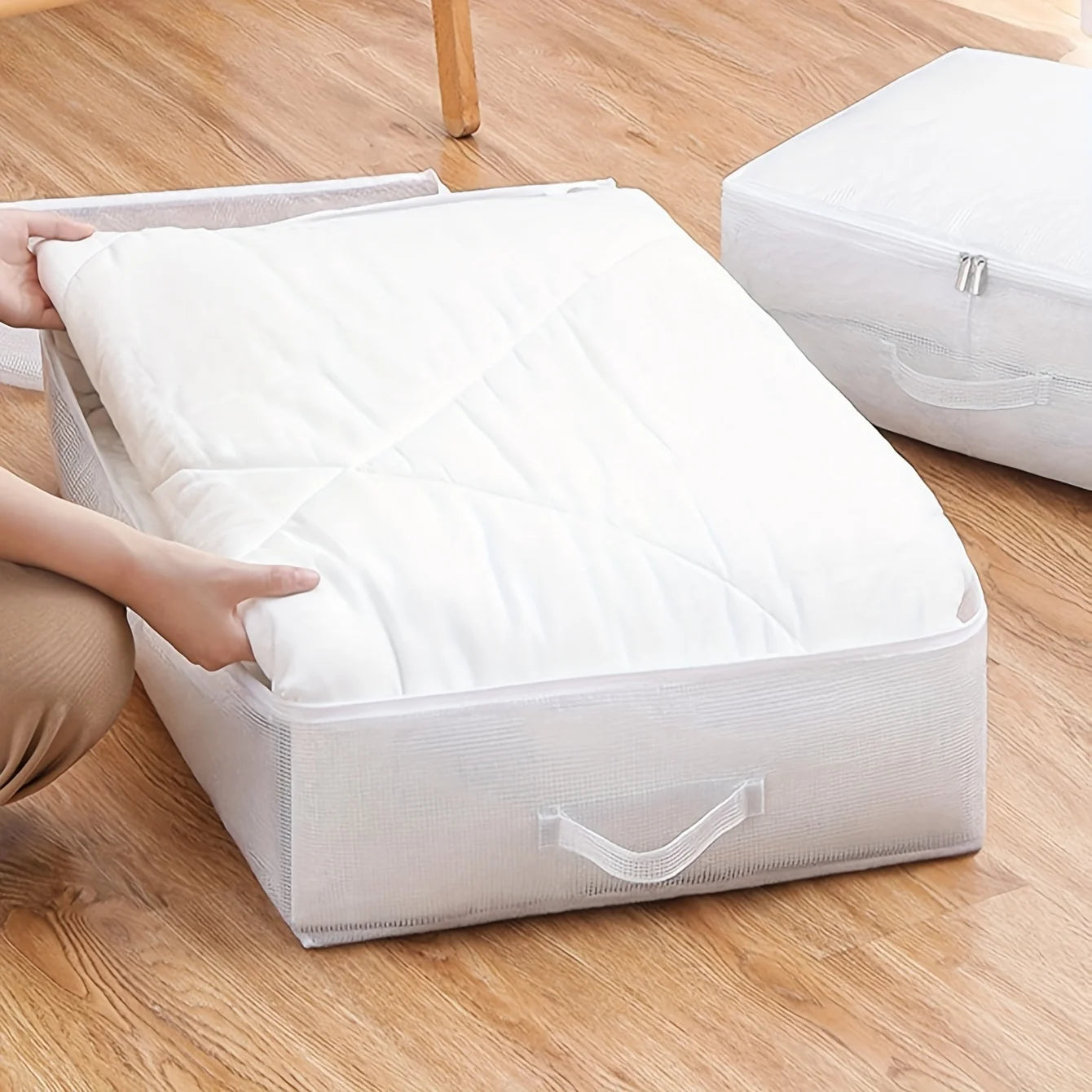 Quilt Storage Bag - Large Capacity PVC Under Bed Storage Box with Handles - ZOOMNSTORE