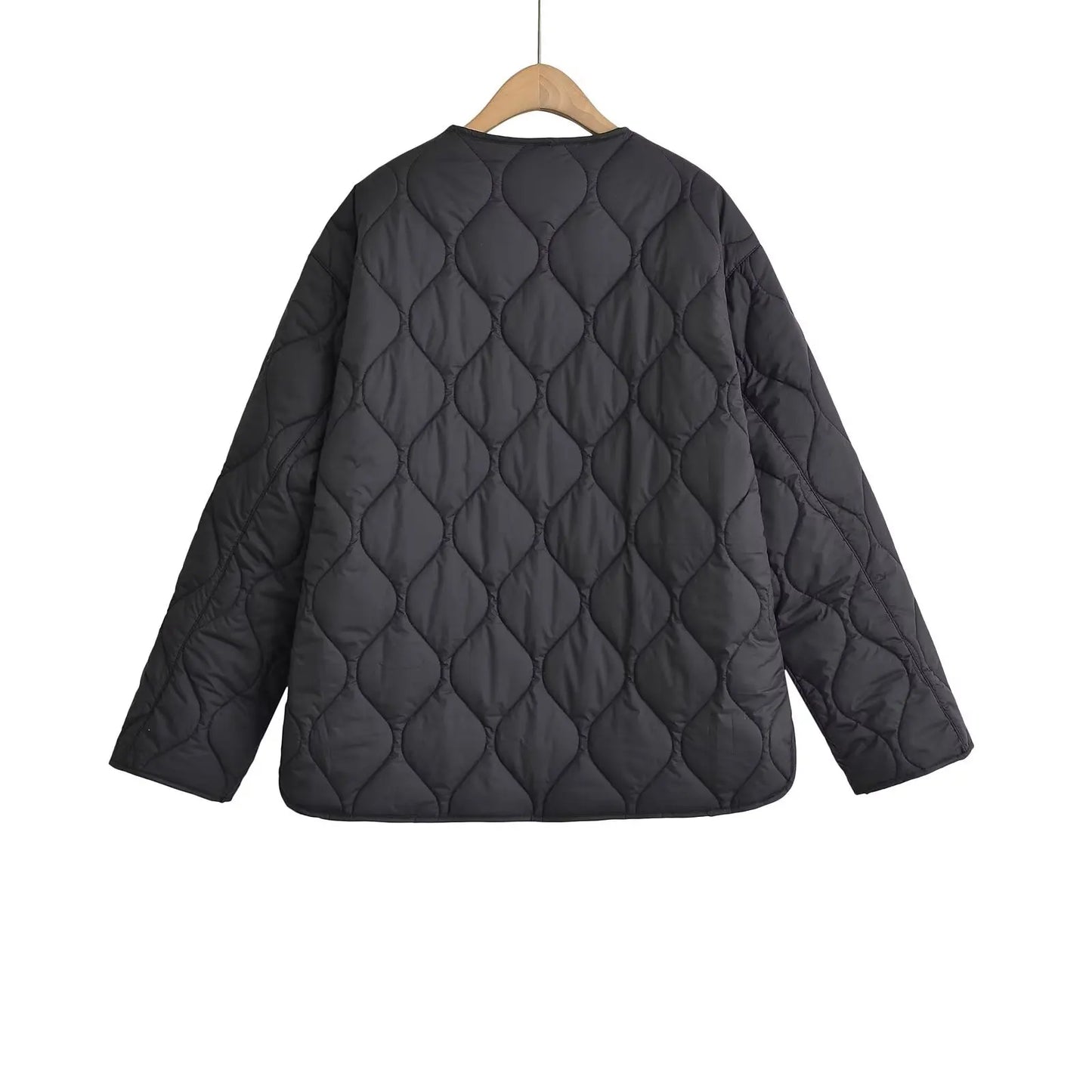 Quilted Jacket Women - Cropped Coat With Bow Lace-Up, Long Sleeve Casual Outerwear - ZOOMNSTORE