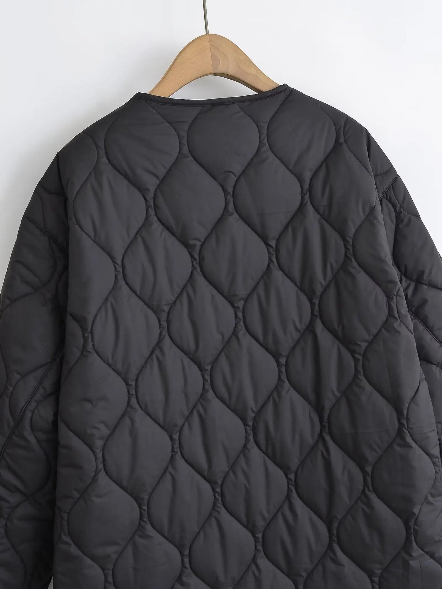Quilted Jacket Women - Cropped Coat With Bow Lace-Up, Long Sleeve Casual Outerwear - ZOOMNSTORE