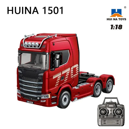 HUINA 1501 770S RC Tractor Truck - 118 Scale Alloy Engineering Vehicle with Lights and Sounds - ZOOMNSTORE