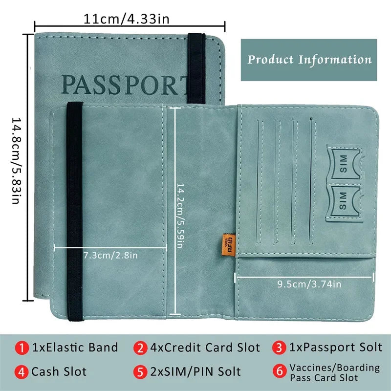 RFID Blocking Leather Passport Holder Wallet - Multi-Function Travel Case for Men  Women - ZOOMNSTORE