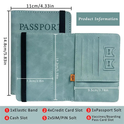 RFID Blocking Leather Passport Holder Wallet - Multi-Function Travel Case for Men  Women - ZOOMNSTORE