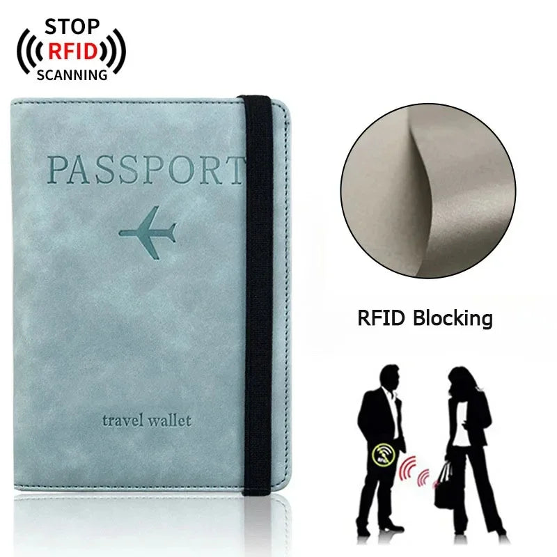 RFID Blocking Leather Passport Holder Wallet - Multi-Function Travel Case for Men  Women - ZOOMNSTORE