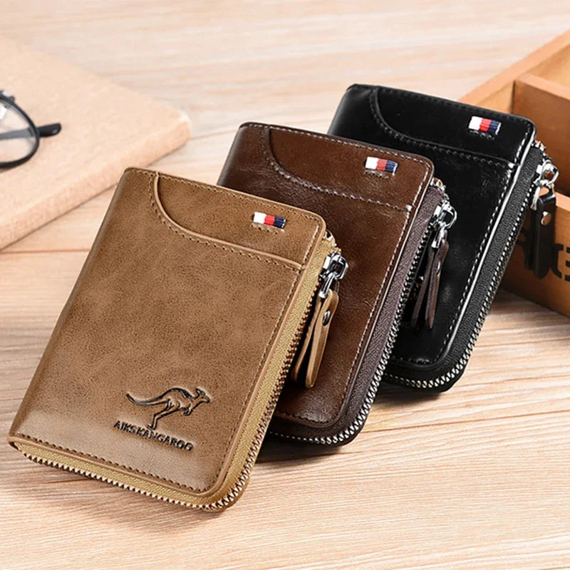 Luxury RFID Blocking Wallet - Mens Zipper Business Card Holder - ZOOMNSTORE