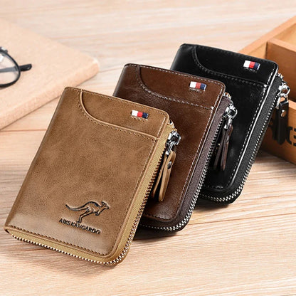 Luxury RFID Blocking Wallet - Mens Zipper Business Card Holder - ZOOMNSTORE