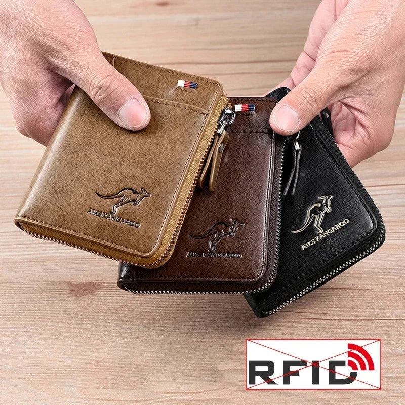 Luxury RFID Blocking Wallet - Mens Zipper Business Card Holder - ZOOMNSTORE