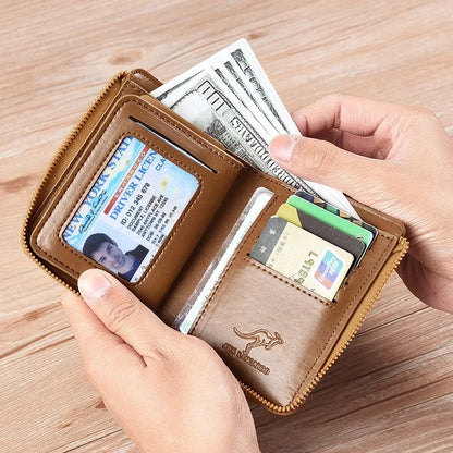Luxury RFID Blocking Wallet - Mens Zipper Business Card Holder - ZOOMNSTORE