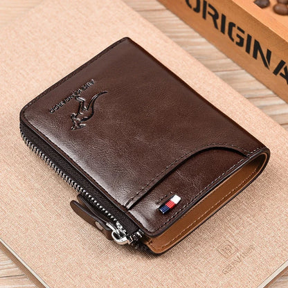 Luxury RFID Blocking Wallet - Mens Zipper Business Card Holder - ZOOMNSTORE