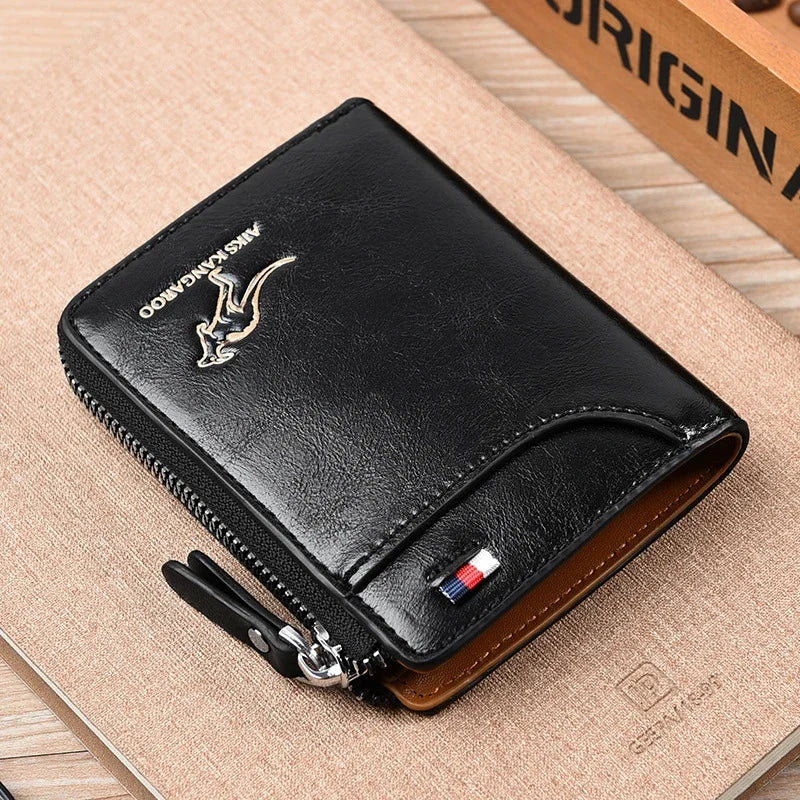 Luxury RFID Blocking Wallet - Mens Zipper Business Card Holder - ZOOMNSTORE