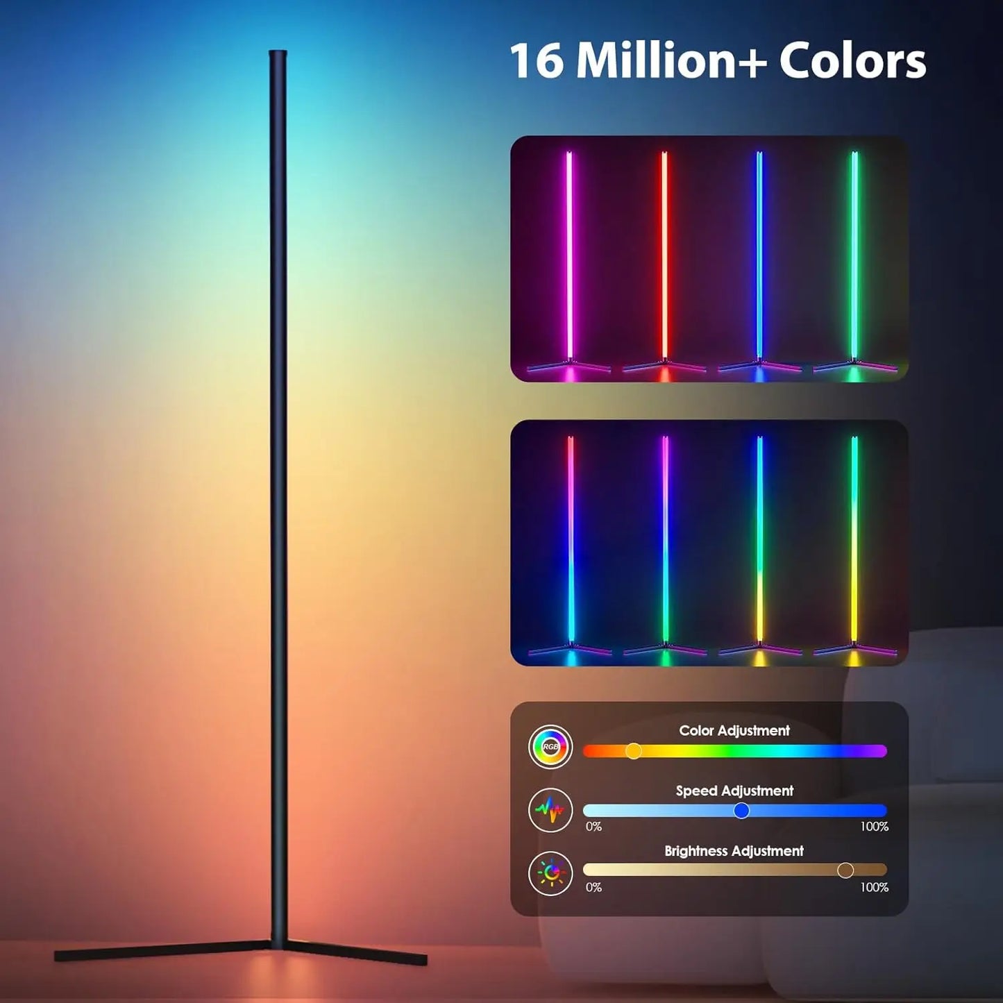 RGB Music Sync Floor Lamp - 16 Million Color Changing Mood Light - ZOOMNSTORE