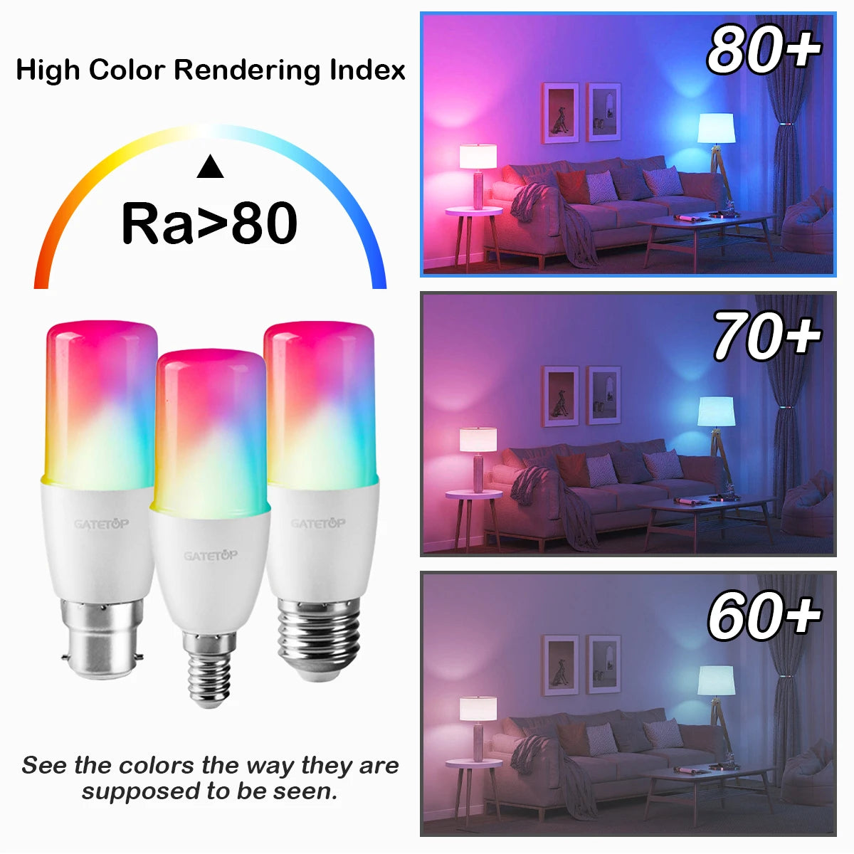 RGB LED Bulb - 2PCS E14/E27/B22 T37 Multicolor Dimmable Light with Remote Control - ZOOMNSTORE