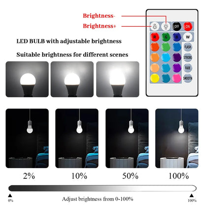 RGB LED Bulb - 2PCS E14/E27/B22 T37 Multicolor Dimmable Light with Remote Control - ZOOMNSTORE