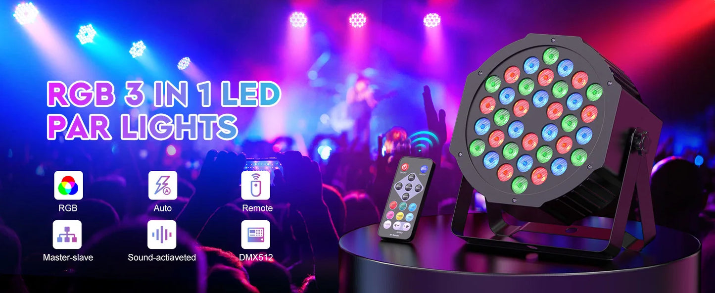 Somspot 4/8PCS 36LEDs RGB Par Lights Remote & DMX Control Stage Light Effect Projector for Church Wedding Party Club Music Live - ZOOMNSTORE