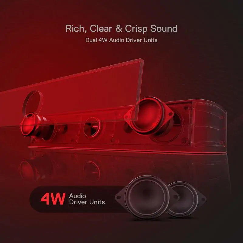 RGB Soundbar Speaker - Redragon GS560 USB Powered 2.0 Channel Desktop Soundbar with Dynamic LED Lighting - ZOOMNSTORE