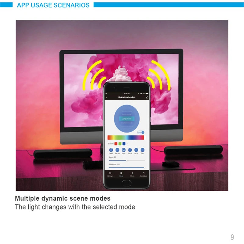 RGB Symphony LED Desktop Night Light - App Controlled Music Rhythm Atmosphere Lamp - ZOOMNSTORE