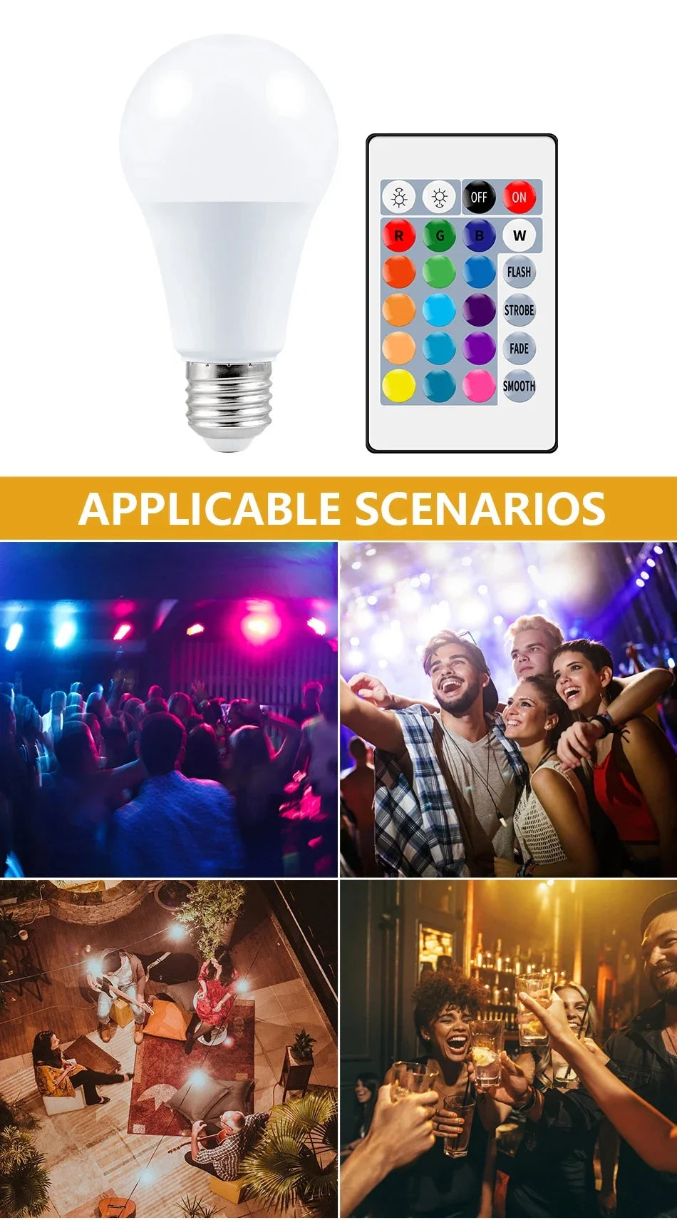 RGBW LED Bulb - Smart Color Changing Bulb With Remote Control | E27 Spotlight - ZOOMNSTORE
