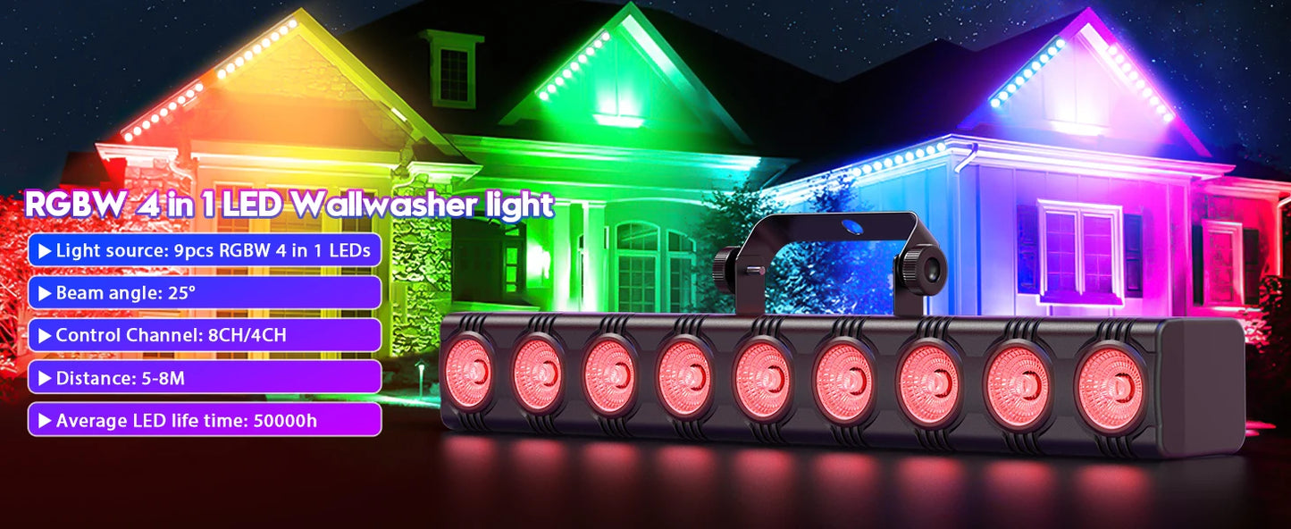 RGBW Wall Wash Lamp - 9 LEDs Stage Lighting for DJ  Party - ZOOMNSTORE