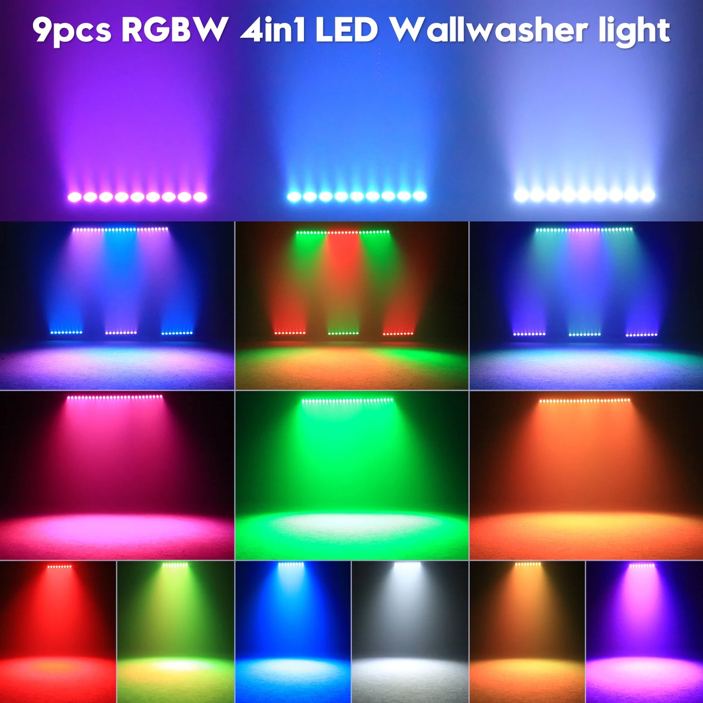 RGBW Wall Wash Lamp - 9 LEDs Stage Lighting for DJ  Party - ZOOMNSTORE