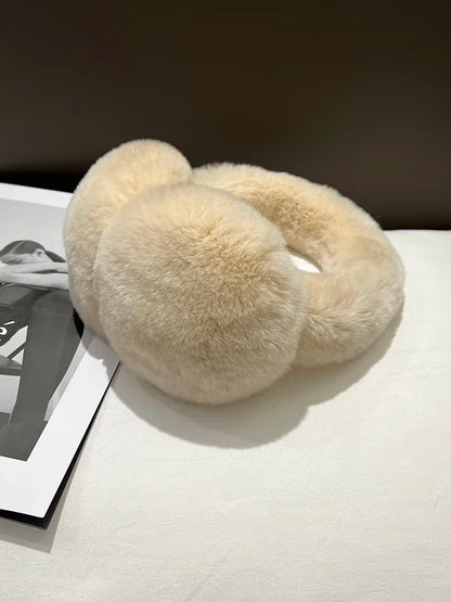 Rabbit Fur Earmuffs | Real Rex Fur Ear Warmers For Women & Unisex, Warm Covers - ZOOMNSTORE