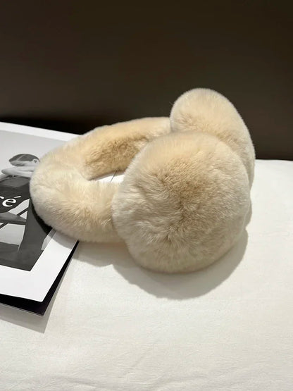 Rabbit Fur Earmuffs | Real Rex Fur Ear Warmers For Women & Unisex, Warm Covers - ZOOMNSTORE