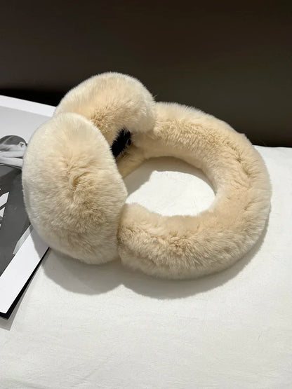 Rabbit Fur Earmuffs | Real Rex Fur Ear Warmers For Women & Unisex, Warm Covers - ZOOMNSTORE