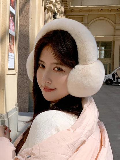 Rabbit Fur Earmuffs | Real Rex Fur Ear Warmers For Women & Unisex, Warm Covers - ZOOMNSTORE